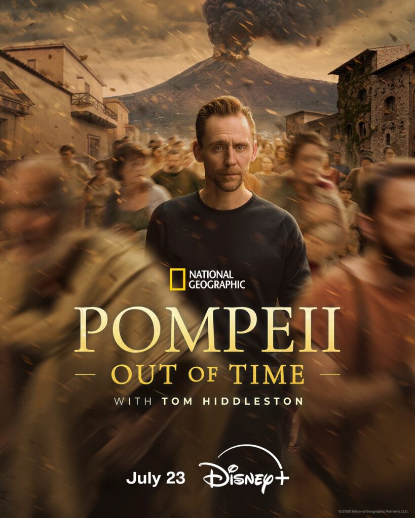 Tom Hiddleston explores the history of Pompeii in National Geographic's Pompeii Out of Time on Disney+.