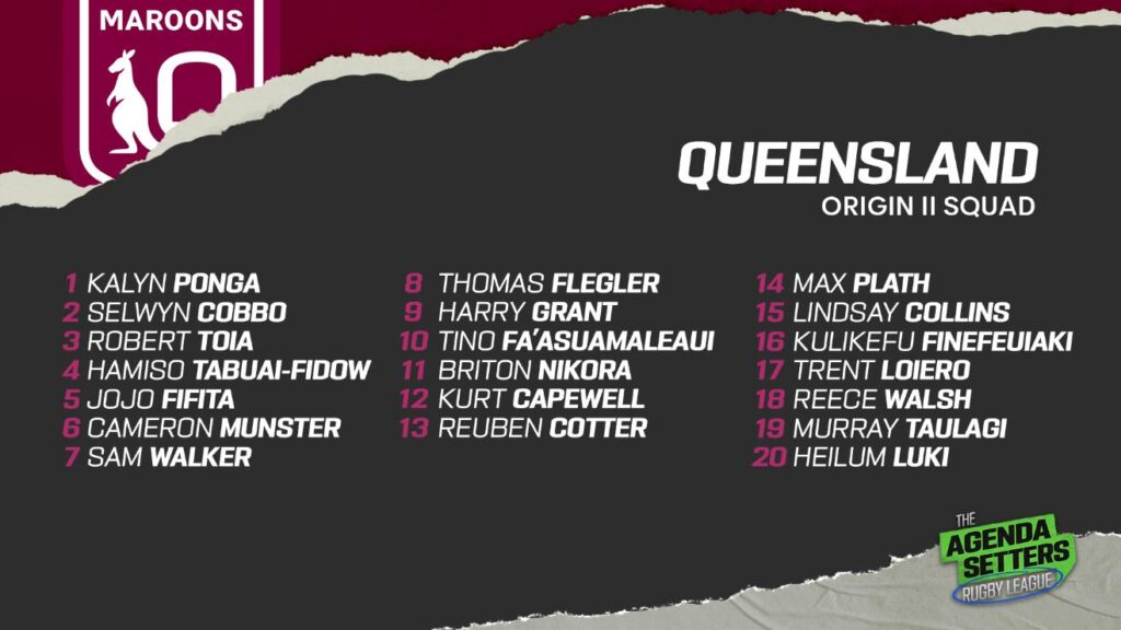 The Agenda Setters Rugby League on Channel 7 "He's gone backwards" - Woodsy. Reece Walsh named by Billy Slater in QLD Maroons squad despite recent performance