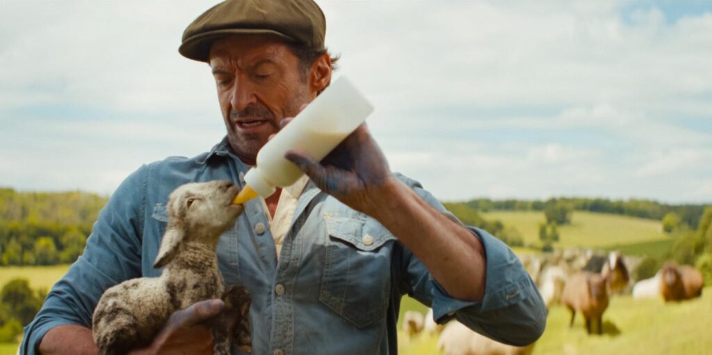 Hugh Jackman stars in The Sheep Detectives, streaming on Prime Video.
