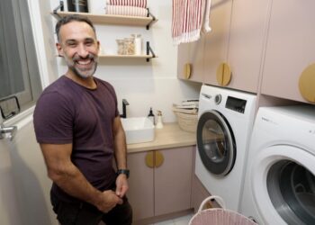 Adam Dovile transforms a tiny apartment laundry on Better Homes and Gardens