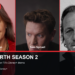 Tracey Ullman, Sam Spruell and Jerome Flynn pictured for Alien Earth season 2 on Disney+.