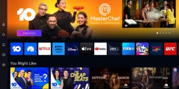 VIDAA Smart TV interface showing Network 10 and streaming app options