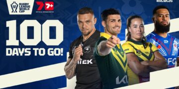 Rugby League World Cup 2026 100 days to go promotional image for Seven and 7plus Sport