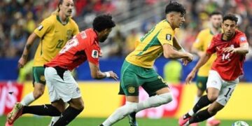 The Socceroos in action against Egypt during the FIFA World Cup 2026.