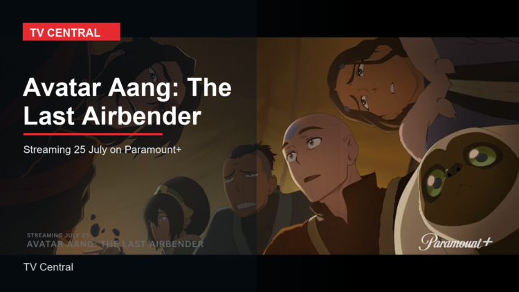 Avatar Aang and friends in the official trailer artwork for Avatar Aang: The Last Airbender on Paramount+.