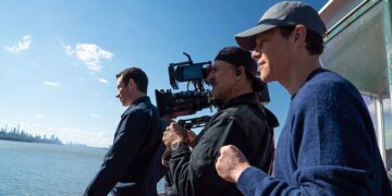 Callum Turner and Will Gluck during production on One Night Only