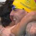 Kyle Chalmers and Ben Armbruster after tying for gold in the men's 50m butterfly at Glasgow 2026.