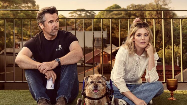 Patrick Brammall, Harriet Dyer and Colin in Colin from Accounts final season artwork for BINGE