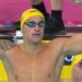 Flynn Southam celebrates after winning the men's 100m freestyle at Glasgow 2026.