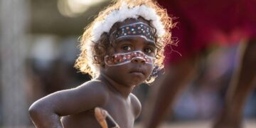 A Galpu boy performing ceremony at Garma Festival