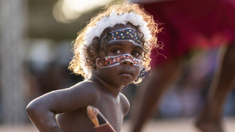 A Galpu boy performing ceremony at Garma Festival