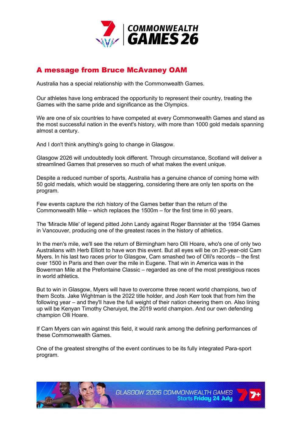 Glasgow 2026 Commonwealth Games media kit page 4