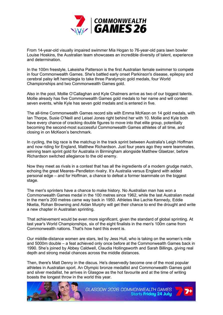 Glasgow 2026 Commonwealth Games media kit page 5