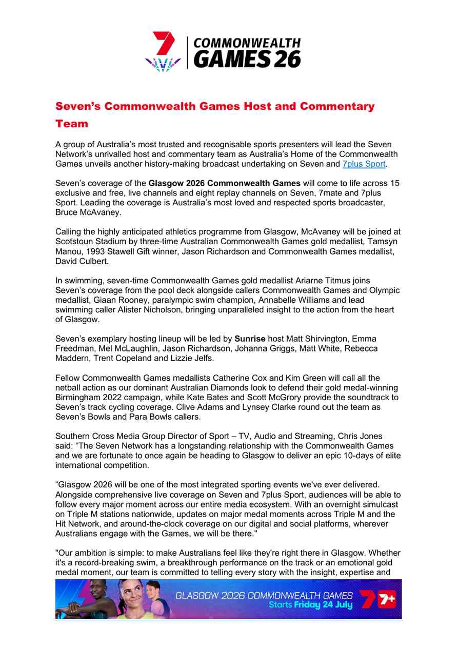 Glasgow 2026 Commonwealth Games media kit page 7