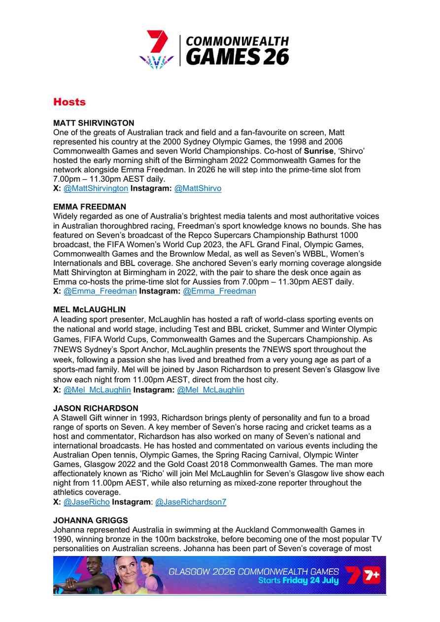 Glasgow 2026 Commonwealth Games media kit page 10