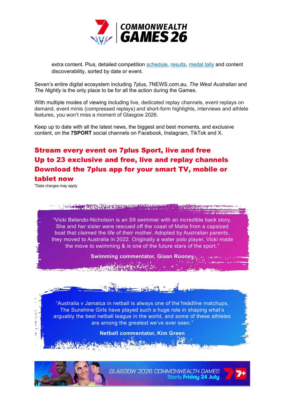 Glasgow 2026 Commonwealth Games media kit page 17