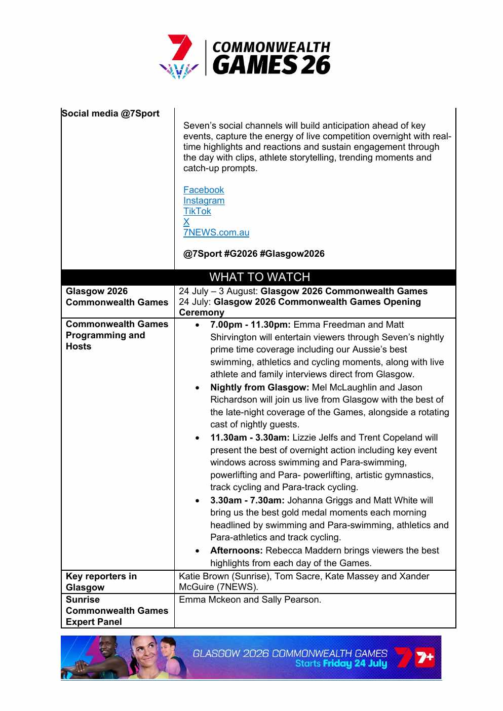 Glasgow 2026 Commonwealth Games media kit page 19