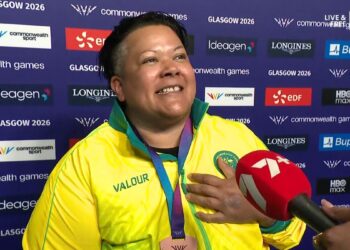 Hani Watson after winning bronze in women's Para powerlifting at Glasgow 2026.