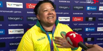 Hani Watson after winning bronze in women's Para powerlifting at Glasgow 2026.