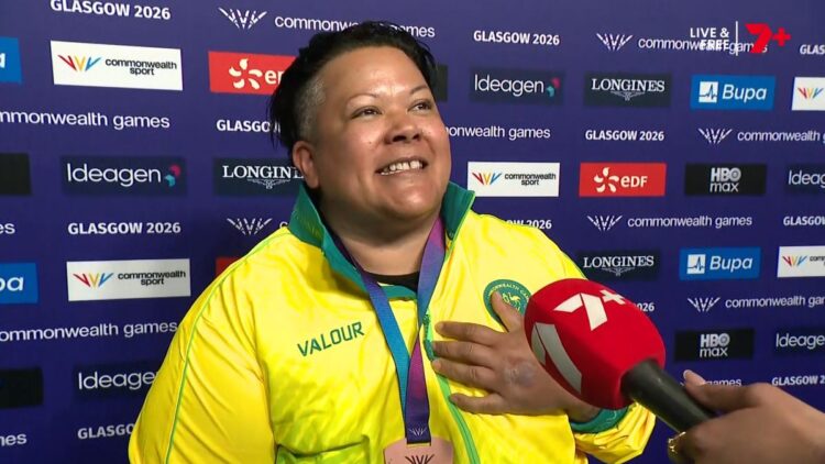 Hani Watson after winning bronze in women's Para powerlifting at Glasgow 2026.