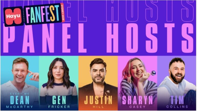 Hayu FanFest Sydney 2026 host line-up with Dean McCarthy, Gen Fricker, Justin Hill, Sharyn Casey and Tim Collins