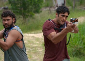Home and Away characters Cash and Tane play laser tag during the upcoming event week
