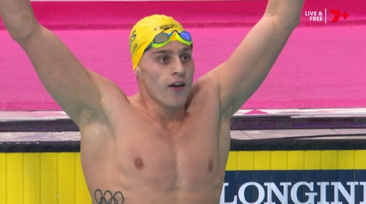 Kai Taylor after winning the men's 200m freestyle final at Glasgow 2026.