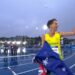 Ky Robinson celebrates after winning the men's 10,000m at Glasgow 2026.