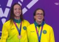 Lani Pallister and Jenna Forrester after Australia's women's 400m freestyle medal result at Glasgow 2026.