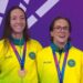 Lani Pallister and Jenna Forrester after Australia's women's 400m freestyle medal result at Glasgow 2026.