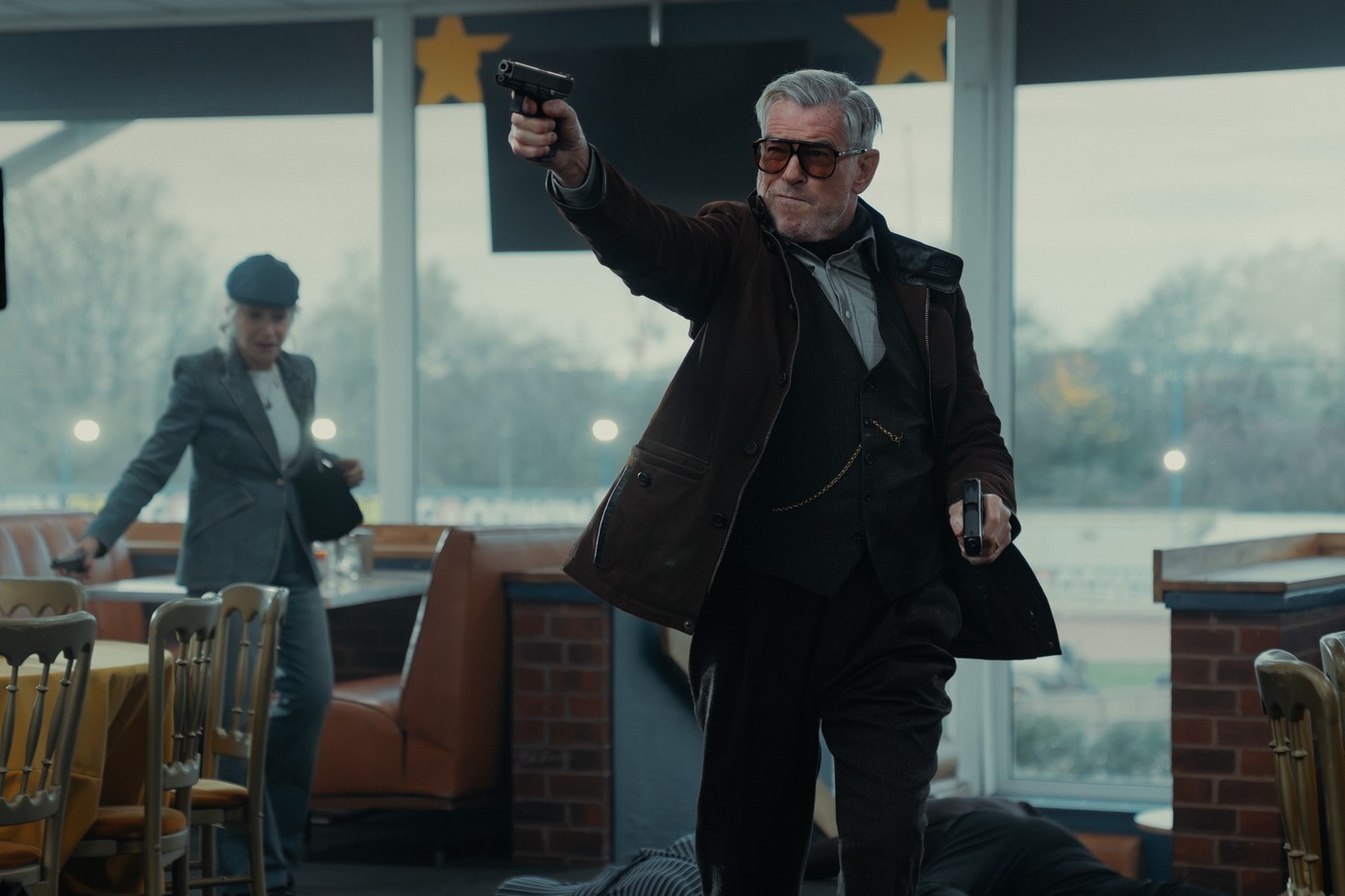 Pierce Brosnan as Conrad Harrigan in Mobland season two.