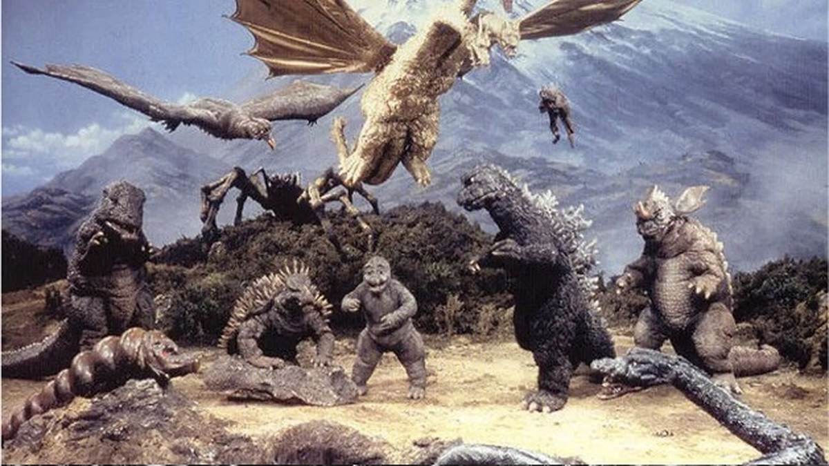 Godzilla collection artwork for MUBI August 2026.