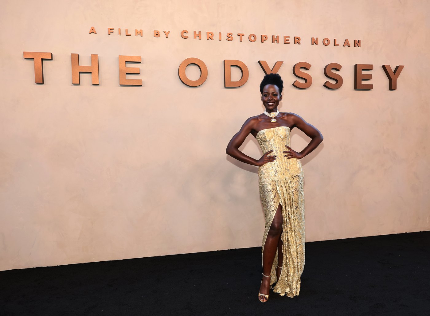 Lupita Nyong'o on the red carpet for The Odyssey