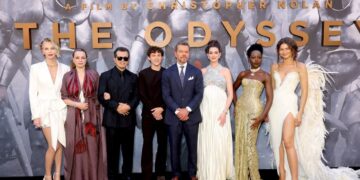 The Odyssey cast at the New York premiere