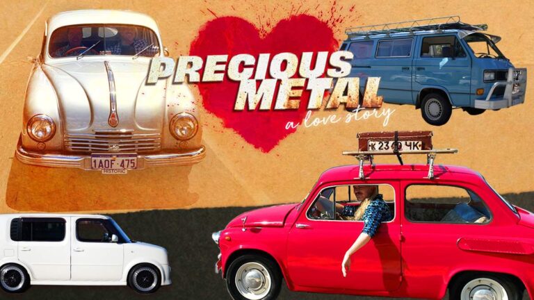Precious Metal A Love Story key art with classic cars
