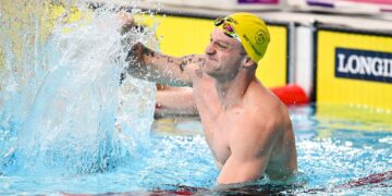 Sam Williamson celebrates at the Glasgow 2026 Commonwealth Games