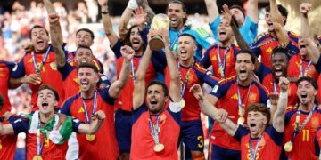 Spain players celebrate after winning the FIFA World Cup 2026 final