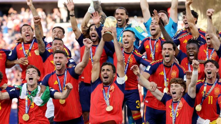 Spain players celebrate after winning the FIFA World Cup 2026 final