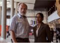 Hugo Weaving and Shabana Azeez in The Airport Chaplain
