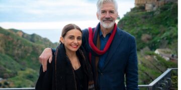Shaun Micallef and Pia Miranda in Shaun Micallef's Origin Odyssey season two on SBS On Demand