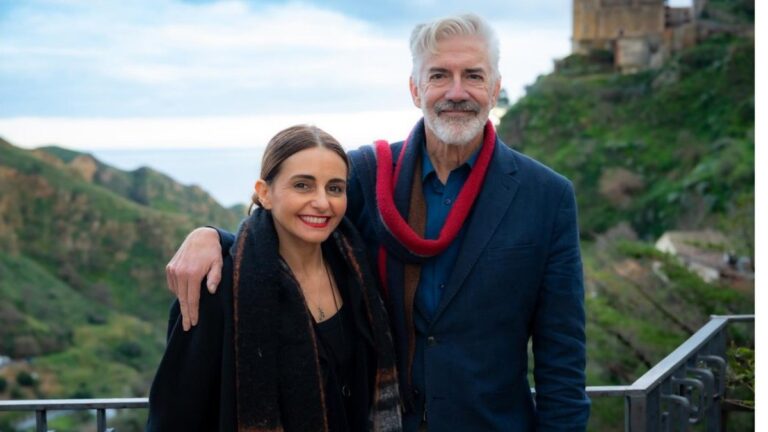 Shaun Micallef and Pia Miranda in Shaun Micallef's Origin Odyssey season two on SBS On Demand