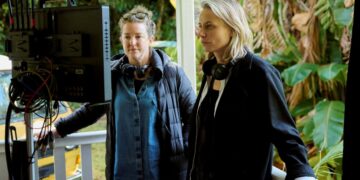 Executive Producer Kath Shelper with Director Gemma Lee behind the scenes on Echoes in Time