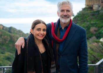 Pia Miranda and Shaun Micallef in Shaun Micallef's Origin Odyssey season two.