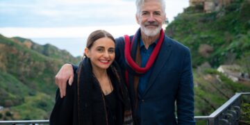 Pia Miranda and Shaun Micallef in Shaun Micallef's Origin Odyssey season two.