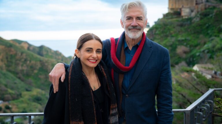 Pia Miranda and Shaun Micallef in Shaun Micallef's Origin Odyssey season two.