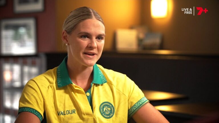 Shayna Jack speaks during Seven and 7plus coverage of the Glasgow 2026 Commonwealth Games.