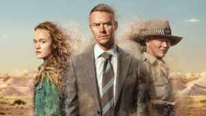 Michael Dorman, Liv Hewson and Sarah Peirse