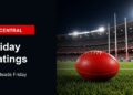 Realistic Australian football stadium image for Friday TV ratings with TV Central label and AFL ratings text.