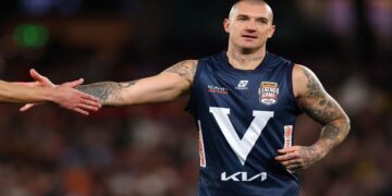 Dustin Martin during the AFL Legends Game for Prostate Cancer