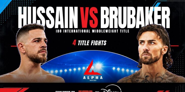 Alpha Boxing poster for Hussain versus Brubaker on ESPN and Disney+